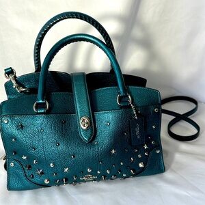 Coach Mercer Satchel Star Rivets w/ Crossbody Strap 59146 Teal Blue